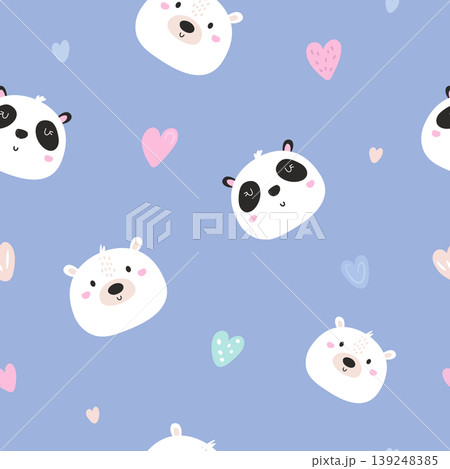 Seamless pattern with cute cartoon polar bears and pandas 139248385