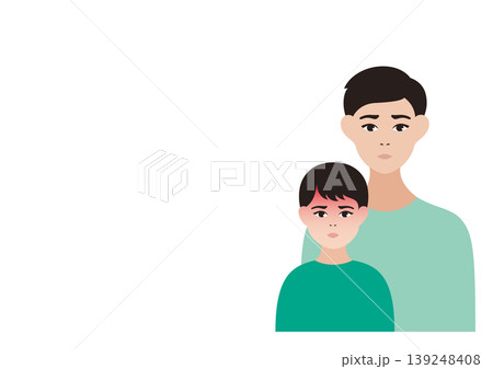 発熱している男の子と心配する父親のベクターイラスト素材 発熱している男の子と心配する父親のベクターイラスト素材 139248408