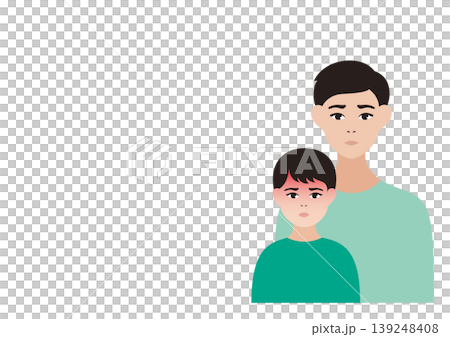 発熱している男の子と心配する父親のベクターイラスト素材 発熱している男の子と心配する父親のベクターイラスト素材 139248408