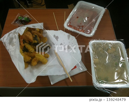 Japanese-style meal with tempura and bento boxes Japanese-style meal with tempura and bento boxes 139248479