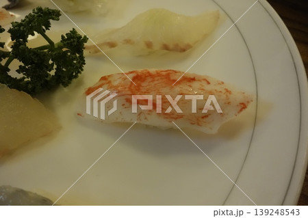 Plate of Seafood and Garnish Close-up Plate of Seafood and Garnish Close-up 139248543