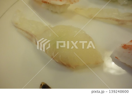Fresh Seafood Slices on White Plate Fresh Seafood Slices on White Plate 139248600