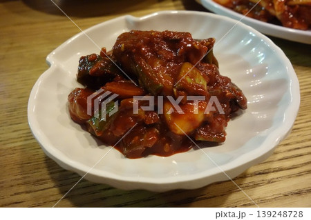 Spicy Korean Stir-Fry Dish on White Plate Spicy Korean Stir-Fry Dish on White Plate 139248728