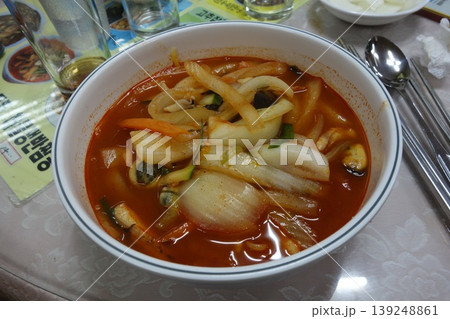 Korean Spicy Soup Bowl with Vegetables 139248861