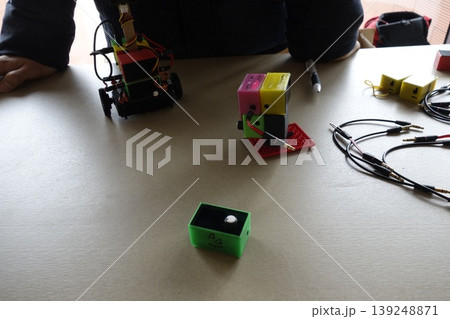 DIY Robotics and Electronics Setup on Table DIY Robotics and Electronics Setup on Table 139248871