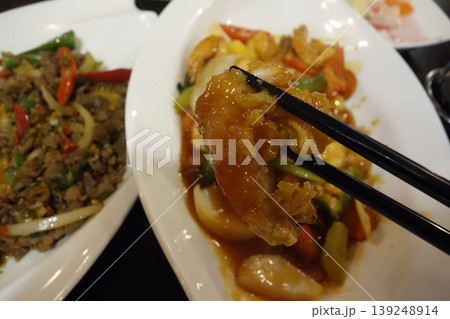 Shrimp Stir-Fry with Chopsticks and Side Dish Shrimp Stir-Fry with Chopsticks and Side Dish 139248914
