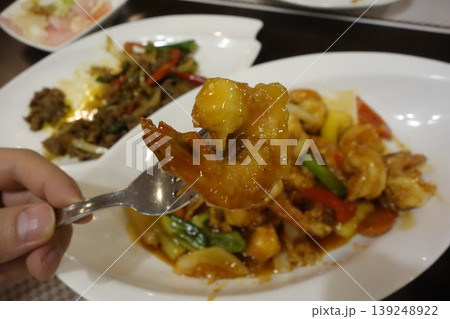 Shrimp Stir-Fry with Fork in Hand Shrimp Stir-Fry with Fork in Hand 139248922