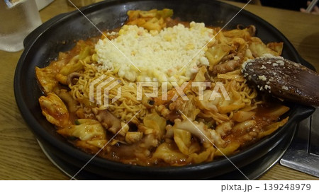 Korean Hot Pot with Noodles and Cheese Korean Hot Pot with Noodles and Cheese 139248979