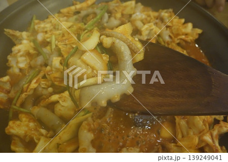 Squid Stir-Fry with Vegetables and Sauce Squid Stir-Fry with Vegetables and Sauce 139249041