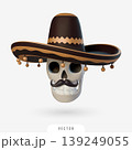 3D skull with mustache and sombrero illustration 139249055