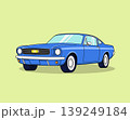 Blue classic retro car illustration, vintage vehicles flat design 139249184