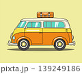 old surfing vintage car. retro travel van car illustration 139249186