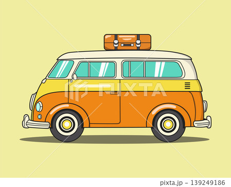 old surfing vintage car. retro travel van car illustration old surfing vintage car. retro travel van car illustration 139249186