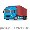 Blue Delivery Truck With Red Container Ready For Freight And Logistics Operations 139249188