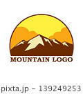 Hand drawn mountain abstract logo with sunset design 139249253