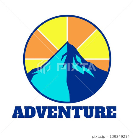 Round Abstract blue mountain logo design Round Abstract blue mountain logo design 139249254