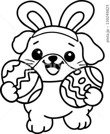 Cute dog bunny ears Easter egg cartoon happy outline animal holiday celebration Cute dog bunny ears Easter egg cartoon happy outline animal holiday celebration 139249825