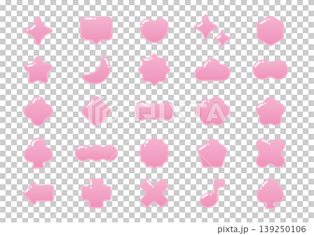 やさしい形の図形セット(光沢・グラデーションあり) やさしい形の図形セット(光沢・グラデーションあり) 139250106