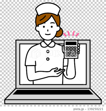 オンラインで金額を提示する女性看護師 139250221
