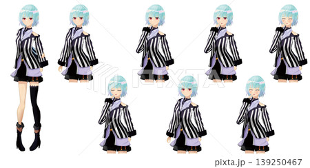 青髪のショートカットの女の子の全身立ち絵 - TRPG・ゲーム・表情差分キャラ素材 青髪のショートカットの女の子の全身立ち絵 - TRPG・ゲーム・表情差分キャラ素材 139250467