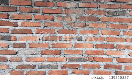 Traditional red brick wall texture with rough cement mix. Traditional red brick wall texture with rough cement mix. 139250827