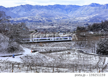 雪の勝沼を行く中央線特急 雪の勝沼を行く中央線特急 139251159