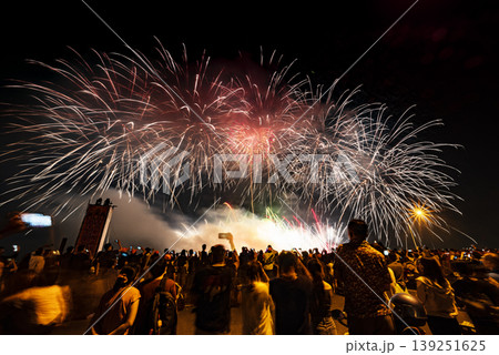 Fireworks respectfully sending off the Dajia Mazu Pilgrimage procession 139251625