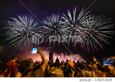 Fireworks respectfully sending off the Dajia Mazu Pilgrimage procession 139251626