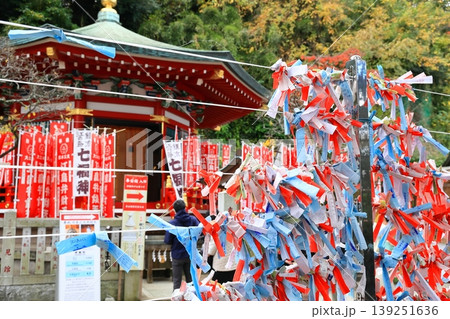 神社の境内に並ぶたくさんのおみくじ 神社の境内に並ぶたくさんのおみくじ 139251636
