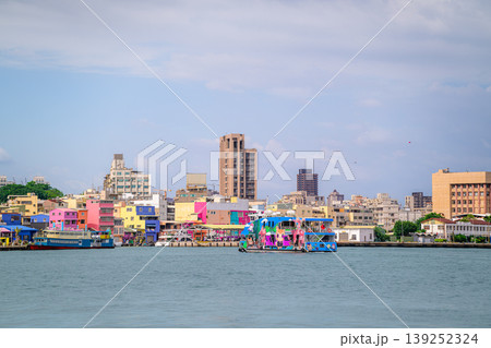 Colorful Ferry Boats at Kaohsiung Harbor in Taiwan 139252324