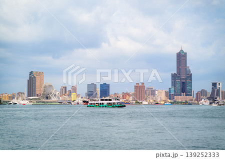 Kaohsiung Harbor Skyline and Ferry in Taiwan Kaohsiung Harbor Skyline and Ferry in Taiwan 139252333