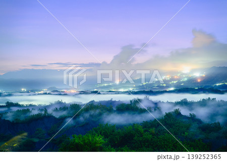Sunrise over the Misty Mountains of Zuozhen, Tainan 139252365