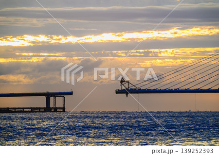 Sunset View of Danjiang Bridge Construction in New Taipei City Sunset View of Danjiang Bridge Construction in New Taipei City 139252393