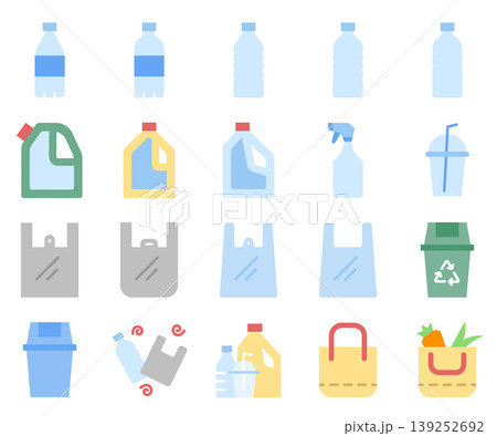 Zero Plastic and Environmental Icon Set - Flat Color Zero Plastic and Environmental Icon Set - Flat Color 139252692