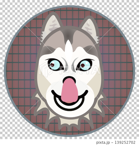 Illustration of a Siberian Husky's face with a circular background Illustration of a Siberian Husky's face with a circular background 139252702