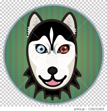 Illustration of a Siberian Husky's face with a circular background Illustration of a Siberian Husky's face with a circular background 139252805