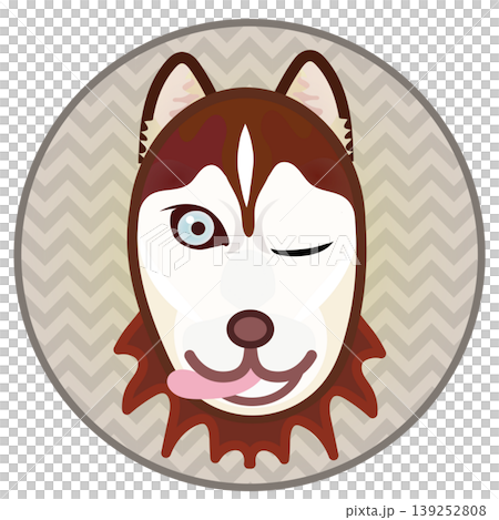 Illustration of a Siberian Husky's face with a circular background Illustration of a Siberian Husky's face with a circular background 139252808