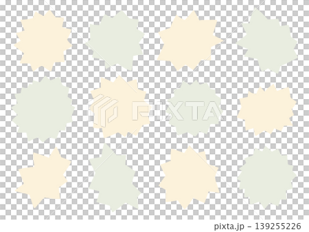 一組尖銳、鋸齒狀的手繪形狀（黃色和綠色）。 139255226