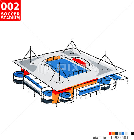 サッカー主要スタジアム アイソメトリック風イラスト 139255833