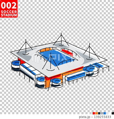 サッカー主要スタジアム アイソメトリック風イラスト 139255833