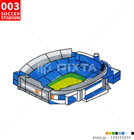 サッカー主要スタジアム アイソメトリック風イラスト 139255834
