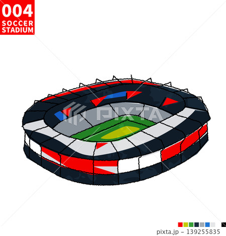 サッカー主要スタジアム アイソメトリック風イラスト 139255835
