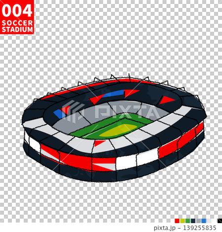 サッカー主要スタジアム アイソメトリック風イラスト 139255835