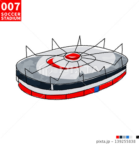 サッカー主要スタジアム アイソメトリック風イラスト 139255838