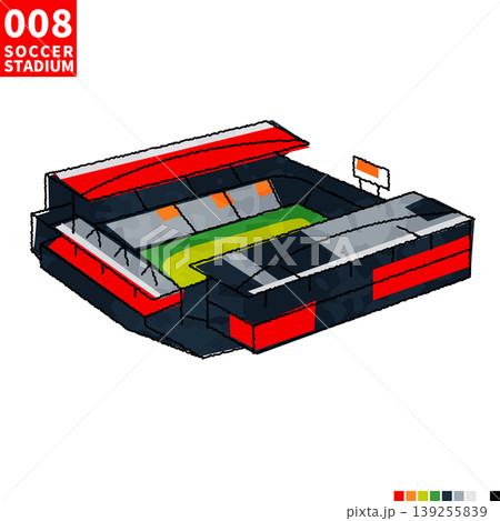 サッカー主要スタジアム アイソメトリック風イラスト 139255839