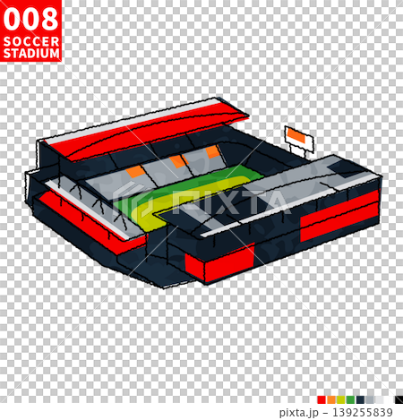 サッカー主要スタジアム アイソメトリック風イラスト 139255839