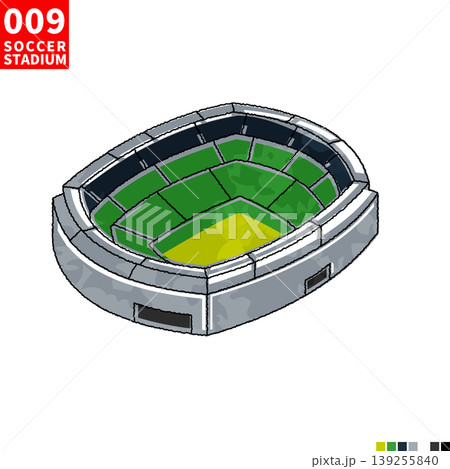 サッカー主要スタジアム アイソメトリック風イラスト 139255840
