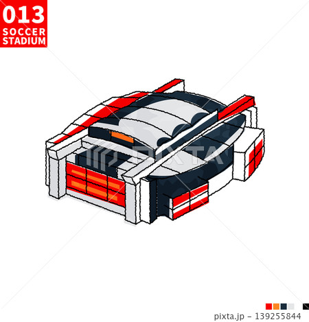 サッカー主要スタジアム アイソメトリック風イラスト サッカー主要スタジアム アイソメトリック風イラスト 139255844