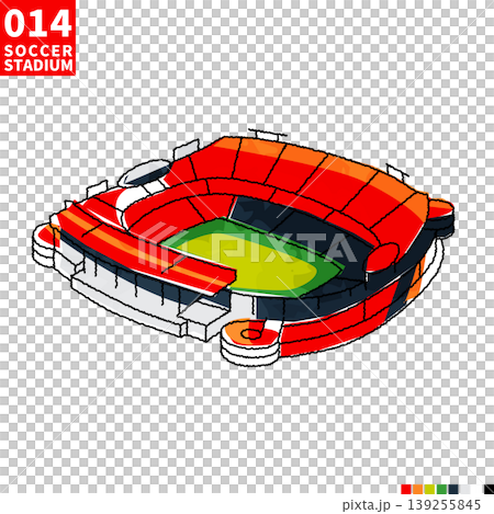 サッカー主要スタジアム アイソメトリック風イラスト 139255845