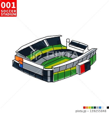 サッカー主要スタジアム アイソメトリック風イラスト 139255848